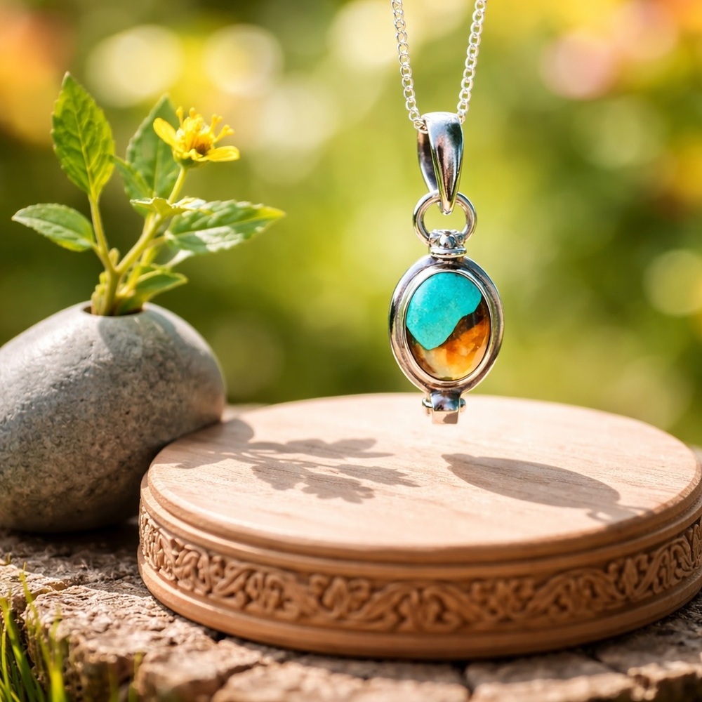 SOLD Spiny Oyster, Turquoise Poison Necklace - Picture 7 of 14